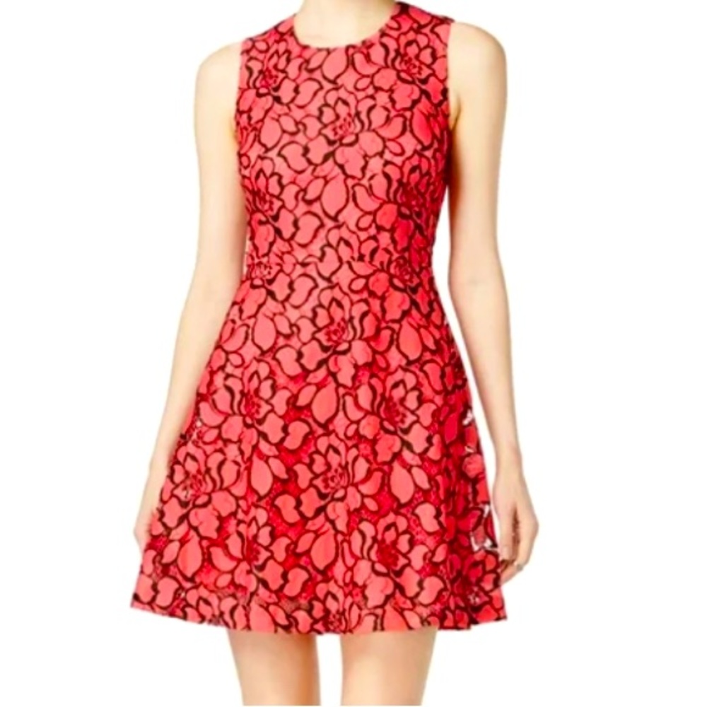 Maison Jules Black & Pink Floral Lace Dress Size XS